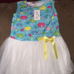 Aqua Blue with Bright Beautiful Flowers Dress